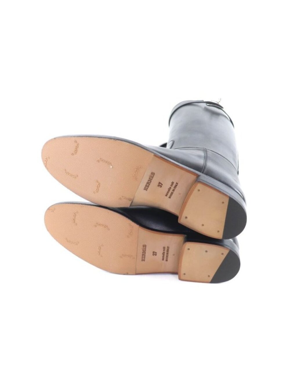 Hermes Jumping Boots Silver Hardware Kelly Buckle Leather Long Black 37 - Picture 7 of 13